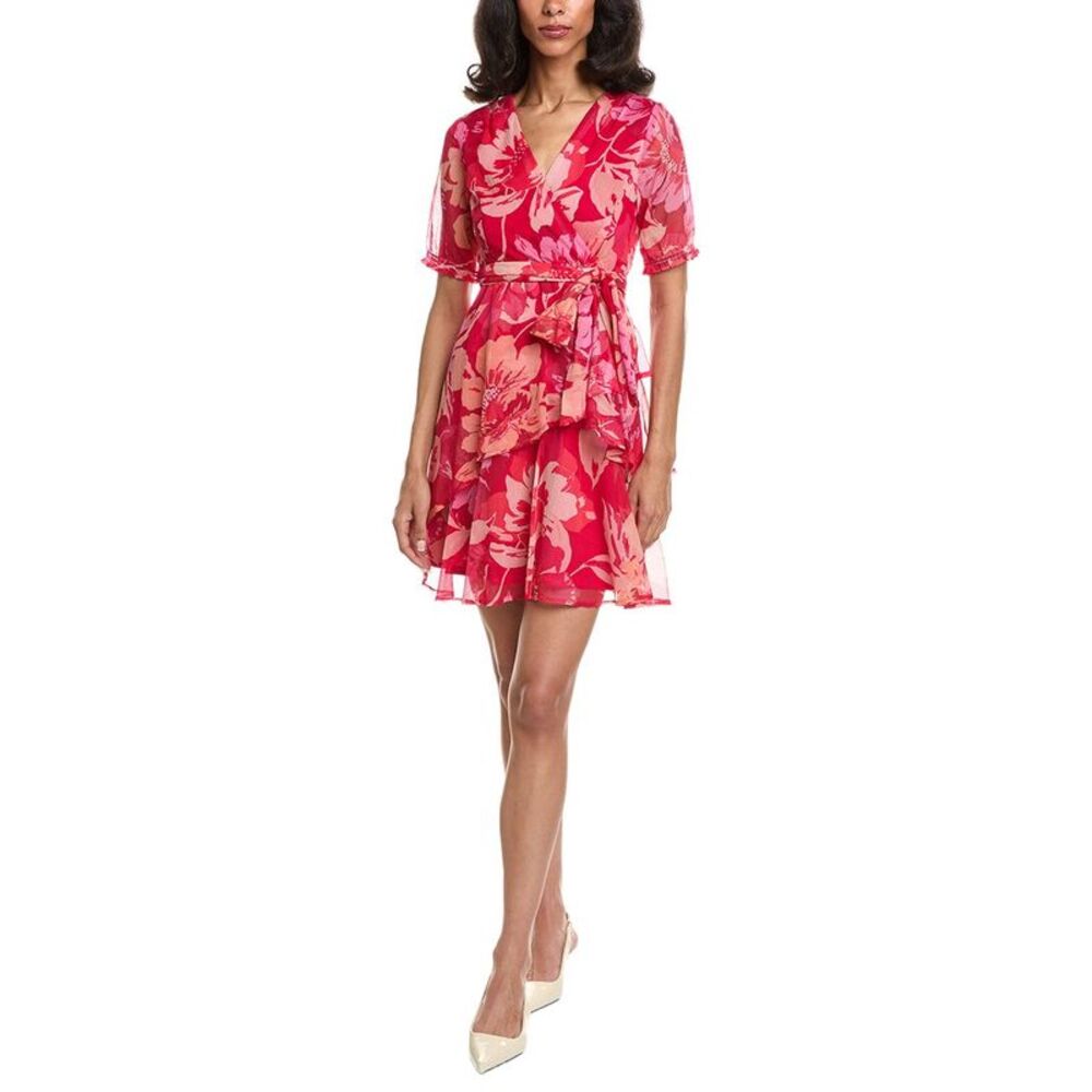 Tahari Asl Womens  Printed Mini Dress, Red